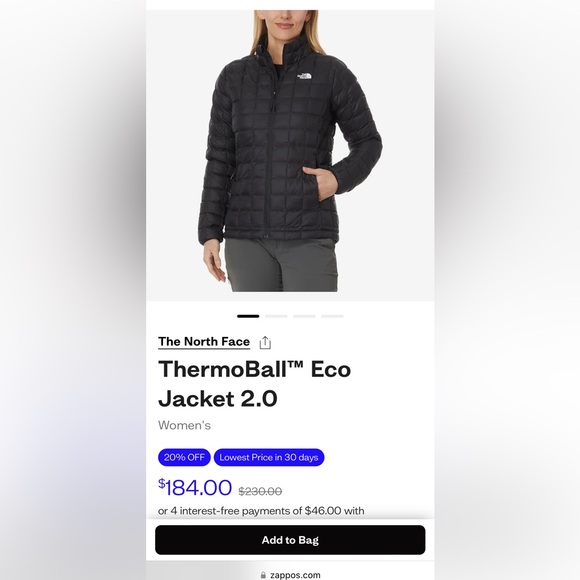 Women’s north face black thermaball jacket - Picture 6 of 6
